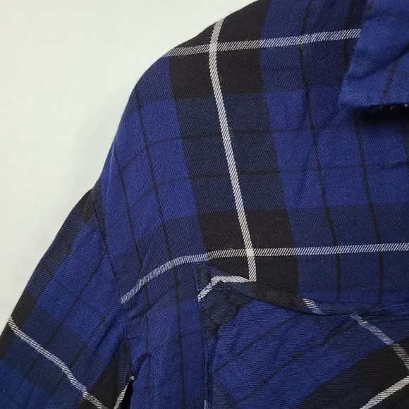 Lord & Taylor Blue Black Plaid Long Sleeve Button Front Shirt Small - Picture 3 of 5